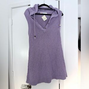 Free People Lavender Knit Hooded Mini Dress